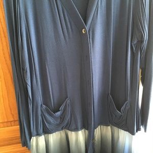 Lori Goldstein LOGO Blue Tunic Top